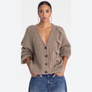 KBB by KAHLANA cable knit cardigan sweater Large runs big .